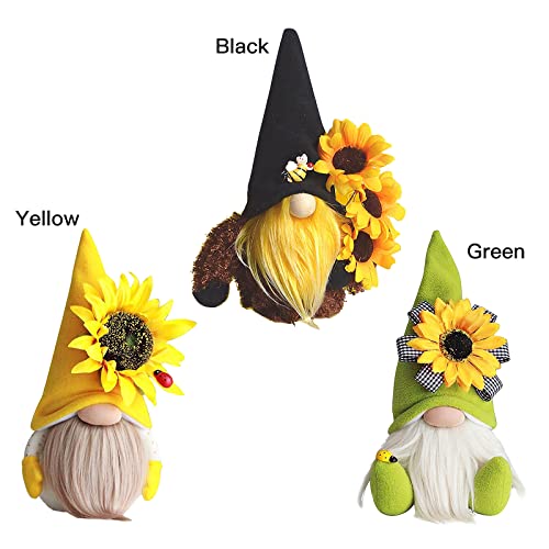 SJDWDX 3 muñecas de gnomo de girasol, Rudolph muñeca de peluche enano elfo sin rostro con sombrero de abeja Festival muñecas para decoración de mesa del hogar