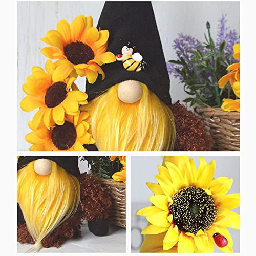 SJDWDX 3 muñecas de gnomo de girasol, Rudolph muñeca de peluche enano elfo sin rostro con sombrero de abeja Festival muñecas para decoración de mesa del hogar