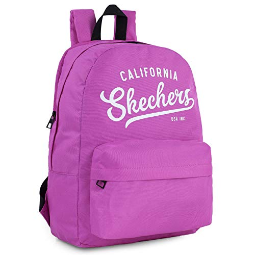 SKECHERS - Mochila Hombre Mujer Deporte Escolar Tgrabajo Adolescente de Marca SKECHERS, con Bolsillo Interior iPad Tablet Ideal para Instituto Práctica Cómoda y versátil S904, Color Violeta Rosado