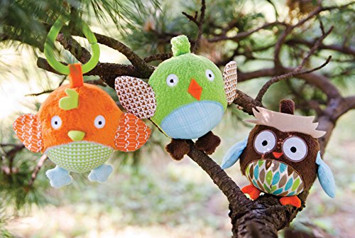 Skip Hop Treetop Friends - Trío de búhos de peluche con anilla para silla de paseo