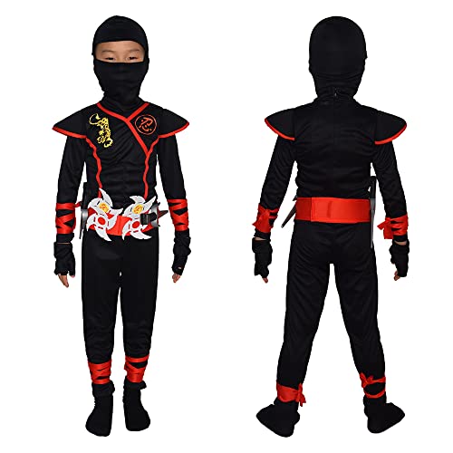 skyllc Disfraz de ninja para niños, niños, juego de cosplay de ninja con guantes, dardos, bayoneta, para juegos de rol, Halloween, Navidad, fiesta, carnaval, talla L