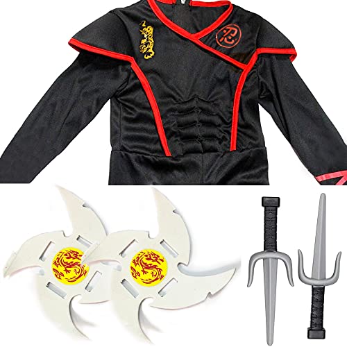 skyllc Disfraz de ninja para niños, niños, juego de cosplay de ninja con guantes, dardos, bayoneta, para juegos de rol, Halloween, Navidad, fiesta, carnaval, talla L