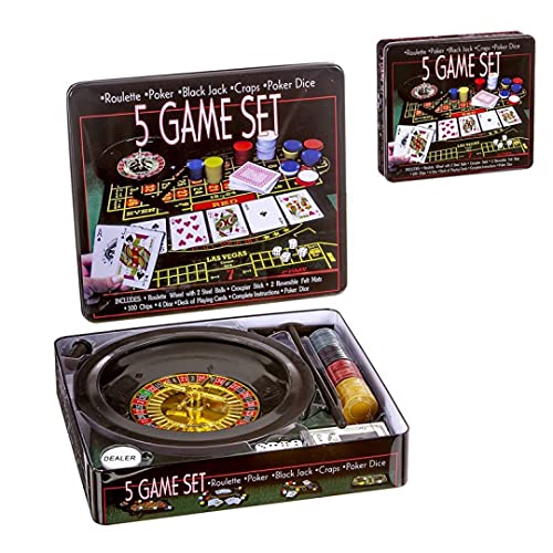 SL Juegos DE Casino 5 EN 1 - Rueda DE Ruleta DE Lujo DE 26 cm.