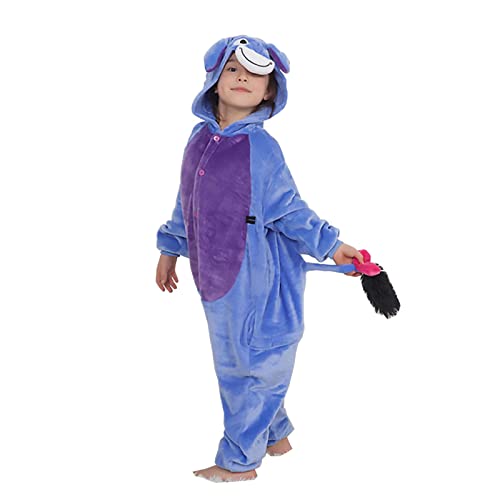 SLDAGe Pijamas De Animales Para Niños, Onesies Para Niños Y Niñas, Ropa De Dormir Con Capucha, Ropa De Casa, Divertido Disfraz De Cosplay, Fiesta De Navidad, Disfraz De Carnaval, Regalo,Azul,110 yards