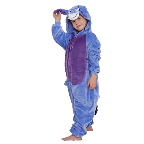 SLDAGe Pijamas De Animales Para Niños, Onesies Para Niños Y Niñas, Ropa De Dormir Con Capucha, Ropa De Casa, Divertido Disfraz De Cosplay, Fiesta De Navidad, Disfraz De Carnaval, Regalo,Azul,110 yards