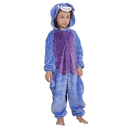 SLDAGe Pijamas De Animales Para Niños, Onesies Para Niños Y Niñas, Ropa De Dormir Con Capucha, Ropa De Casa, Divertido Disfraz De Cosplay, Fiesta De Navidad, Disfraz De Carnaval, Regalo,Azul,110 yards