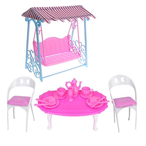 SM SunniMix Silla de Mesa de Jardín en Miniatura Juego de Columpios Accesorios de Casa de Muñecas para Doll