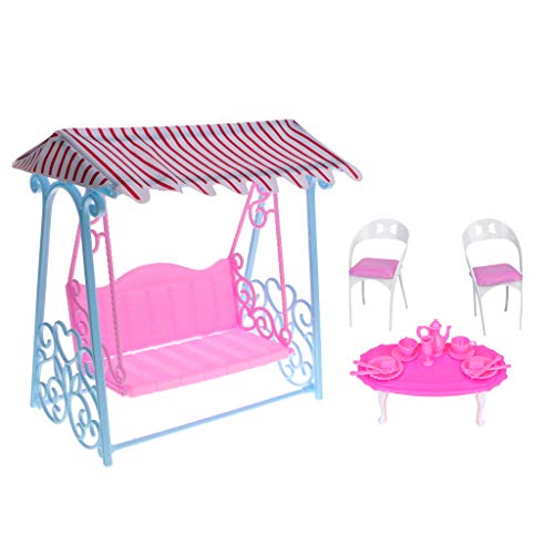 SM SunniMix Silla de Mesa de Jardín en Miniatura Juego de Columpios Accesorios de Casa de Muñecas para Doll