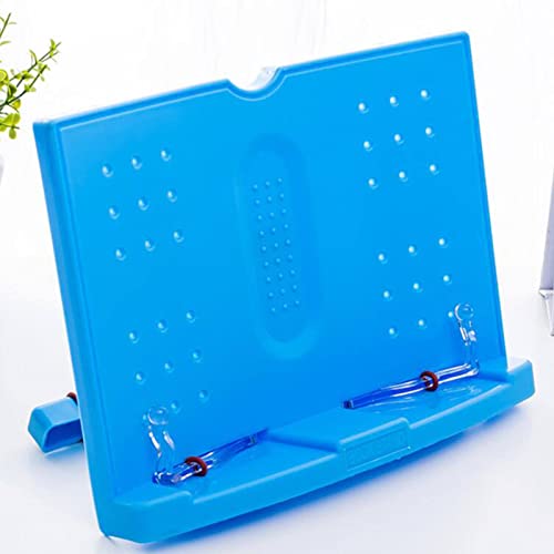 SM SunniMix Soporte para Libros Plegable Soporte para Libros de Cocina con Clips de página para Recetas, Documentos, Libros de Texto, Libros de música - Blue