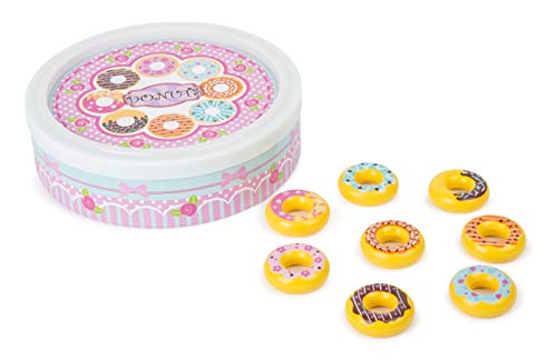 small foot company-Donuts small foot, 8 piezas en una bonita caja de regalo, tienda comercial, certificada 100% FSC, barnizada con colores inofensivos. Juguetes, multicolor By Legler 11069