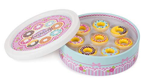 small foot company-Donuts small foot, 8 piezas en una bonita caja de regalo, tienda comercial, certificada 100% FSC, barnizada con colores inofensivos. Juguetes, multicolor By Legler 11069