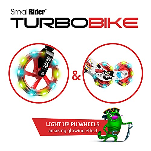 Small Rider Turbo, Bicicleta sin Pedales, Rueda Variable de PU con luz, Asiento y Manillar Ajustables, Increíble Regalo de cumpleaños, Balance Bike para Bebé de 18 Meses o más (Rojo)