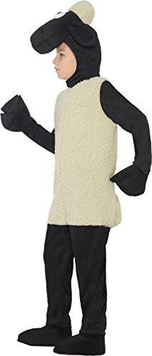 Smiffy's-20607S Licenciado Oficialmente Disfraz Infantil de Shaun The Sheep, con Traje Entero y Adorno para la c, Color Blanco, One Size (20607S)