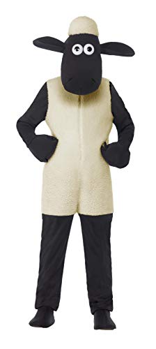 Smiffy's-20607S Licenciado Oficialmente Disfraz Infantil de Shaun The Sheep, con Traje Entero y Adorno para la c, Color Blanco, One Size (20607S)