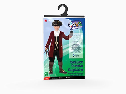 Smiffy'S 43997S Traje De Capitán Pirata De Lujo Con Chaqueta, Falso Chaleco Y Pantalones, Negro, S - Edad 4-6 Años