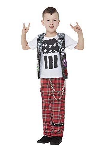 Smiffy's Costume Smiffys-Disfraz de punk rockero, color rosso, S-4-6 Years 71074S