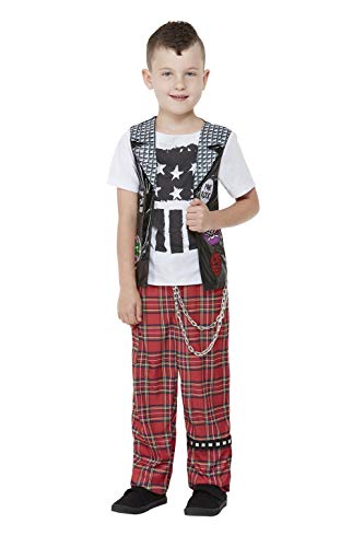 Smiffy's Costume Smiffys-Disfraz de punk rockero, color rosso, S-4-6 Years 71074S