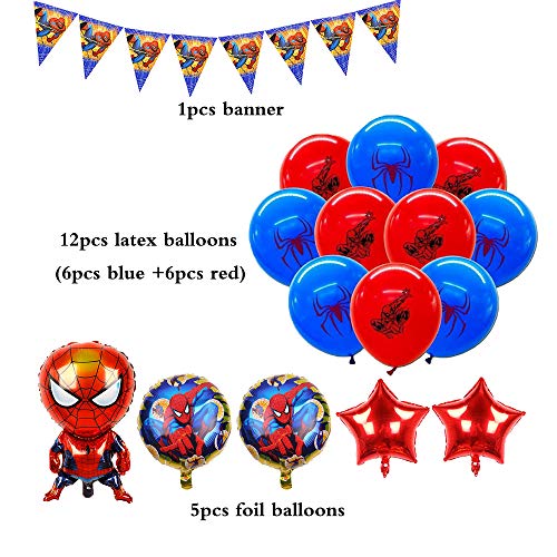 smileh Decoracion Cumpleaños de Spiderman Globos Pancarta Cumpleaños Globos de Papel de Spider Man para Niños Niñas Decoraciones de Fiesta Cumpleaños Globos de Látex