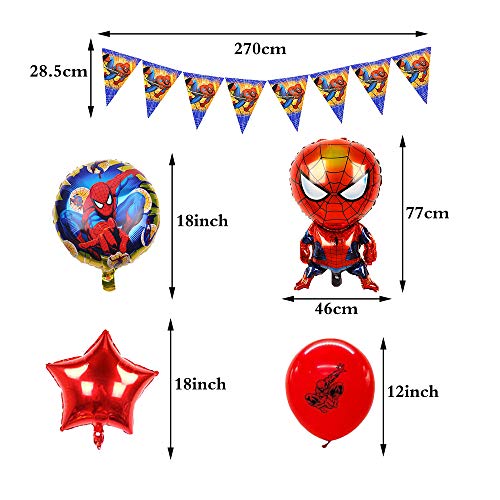 smileh Decoracion Cumpleaños de Spiderman Globos Pancarta Cumpleaños Globos de Papel de Spider Man para Niños Niñas Decoraciones de Fiesta Cumpleaños Globos de Látex