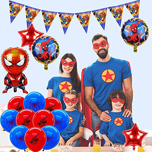 smileh Decoracion Cumpleaños de Spiderman Globos Pancarta Cumpleaños Globos de Papel de Spider Man para Niños Niñas Decoraciones de Fiesta Cumpleaños Globos de Látex