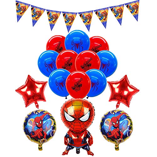 smileh Decoracion Cumpleaños de Spiderman Globos Pancarta Cumpleaños Globos de Papel de Spider Man para Niños Niñas Decoraciones de Fiesta Cumpleaños Globos de Látex