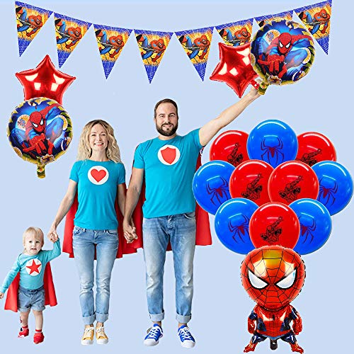 smileh Decoracion Cumpleaños de Spiderman Globos Pancarta Cumpleaños Globos de Papel de Spider Man para Niños Niñas Decoraciones de Fiesta Cumpleaños Globos de Látex