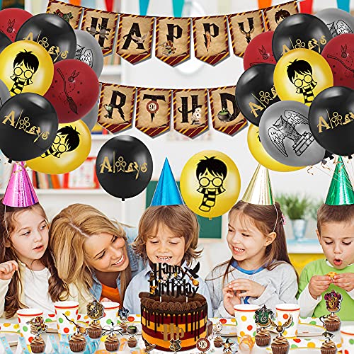 smileh Decoración Cumpleaños Harry Potter Globos Feliz Cumpleaños del Pancarta Adornos de Pastel Decoración de Tartas para Niños Mago Decoraciones de Fiesta Cumpleaños