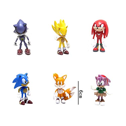 smileh Sonic Cake Topper Figuras Sonic The Hedgehog Figuras Decoración Para Tarta Sonic Shadow Tails Mini Figuras Set 6 Piezas