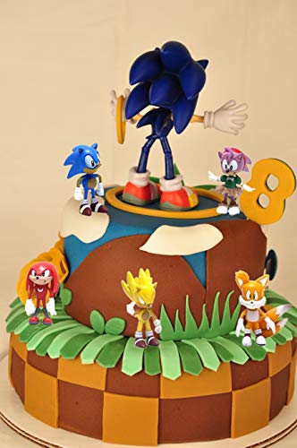 smileh Sonic Cake Topper Figuras Sonic The Hedgehog Figuras Decoración Para Tarta Sonic Shadow Tails Mini Figuras Set 6 Piezas