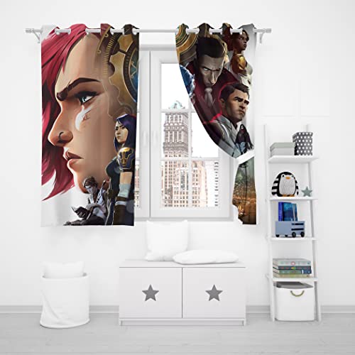 SMNVCKJ Cortinas opacas con ojales, para dormitorio, Arcane League of Legends Jinx Vi, juego de 2 cortinas para habitación infantil (100 x 140 cm)