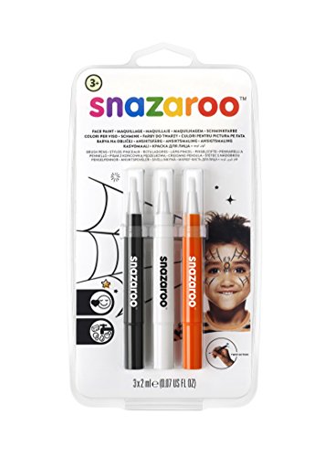 Snazaroo Set de 3 Rotuladores de Maquillaje "Halloween", color negro, blanco, naranja , color/modelo surtido