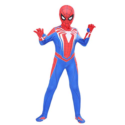 SnowDream Superhéroe Spiderman Disfraces niños Lycra Spandex Halloween Cosplay Zentai araña Verso Millas Morales Body Halloween Cosplay Disfraces Disfraces para niños,150