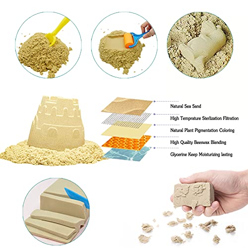 SOGUYI Arenero Infantil - 0.9 kg Arena mágica con Contenedor Sensorial Numerosos Juguetes de Dinosaurios, Juguetes Sensoriales para Niños Niñas Interior al aire Libre 3, 4, 5 Años