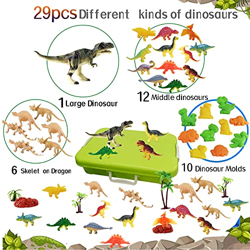 SOGUYI Arenero Infantil - 0.9 kg Arena mágica con Contenedor Sensorial Numerosos Juguetes de Dinosaurios, Juguetes Sensoriales para Niños Niñas Interior al aire Libre 3, 4, 5 Años