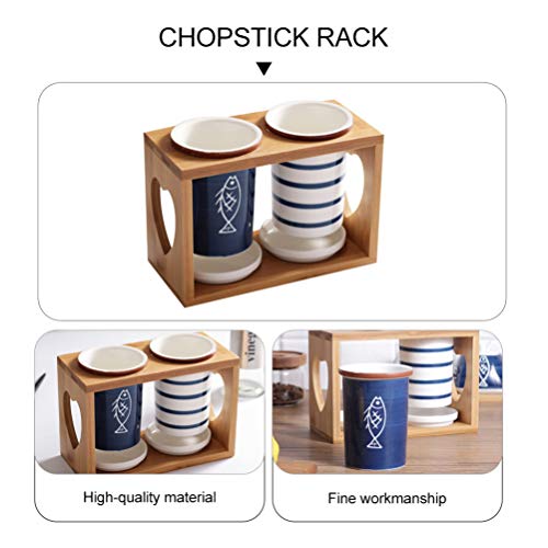 SOIMISS 1 Juego de Cubiertos Caddy Palillos Chinos de Estilo Japonés Cuchara Tenedor Cubo de Almacenamiento con Estante de Madera Lápiz de Sobremesa Taza de Soporte para La Cocina Casera