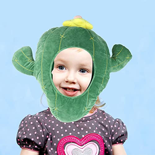 SOIMISS Linda Felpa Cactus Sombrero Bufanda Gorro Orejas Capucha Cabeza Completa Novedad Fiesta Vestido Cosplay Disfraz Muñeca Gorra Sombrero para Niños Adultos Etapa Rendimiento Verde