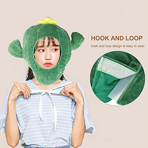 SOIMISS Linda Felpa Cactus Sombrero Bufanda Gorro Orejas Capucha Cabeza Completa Novedad Fiesta Vestido Cosplay Disfraz Muñeca Gorra Sombrero para Niños Adultos Etapa Rendimiento Verde