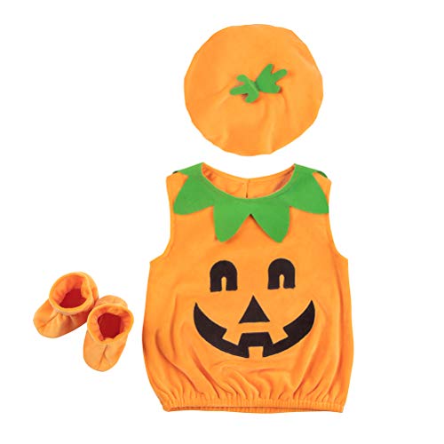 SOIMISS1 Unidades Disfraz de Rendimiento para niños de Halloween Ropa de Foto con temática de Calabaza Linda Abrigo para bebé Sombrero Calcetines Kit Infantil Niños Trajes Aptos para 90 cm