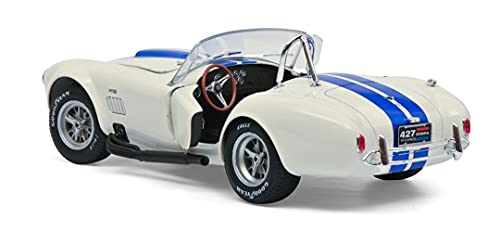 Solido- Ford AC Cobra 427 Hardtop, MKII, año de fabricación Modelo 1965, Escala 1:18, Color Blanco con Rayas Azules (421185670)