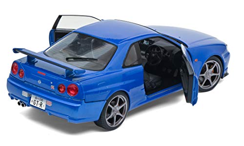 Solido Nissan R34 GTR 1999-Maqueta de Coche (cinc Fundido a presión, Escala 1:18), Color Azul (421185690)