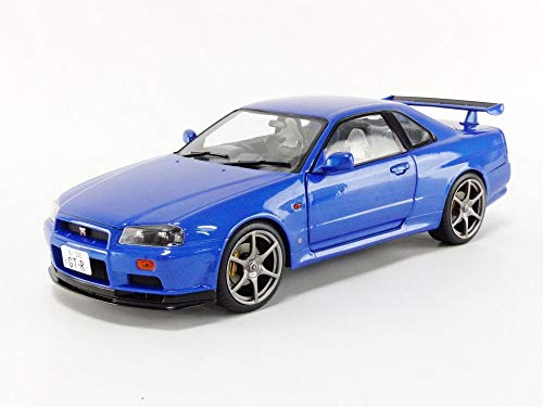 Solido Nissan R34 GTR 1999-Maqueta de Coche (cinc Fundido a presión, Escala 1:18), Color Azul (421185690)