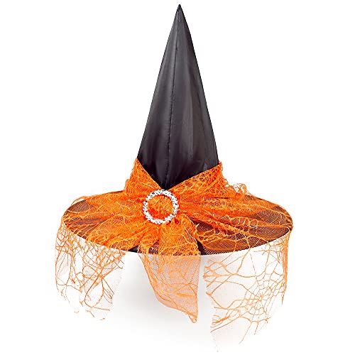 Sombrero de Bruja,Diadema de Bruja Halloween 2PCS Bruja de Halloween Hairband de Disfraces para Niñas y Mujeres Decoración de Fiesta de Disfraces de Halloween Cabello