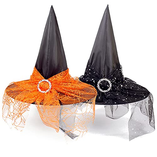 Sombrero de Bruja,Diadema de Bruja Halloween 2PCS Bruja de Halloween Hairband de Disfraces para Niñas y Mujeres Decoración de Fiesta de Disfraces de Halloween Cabello