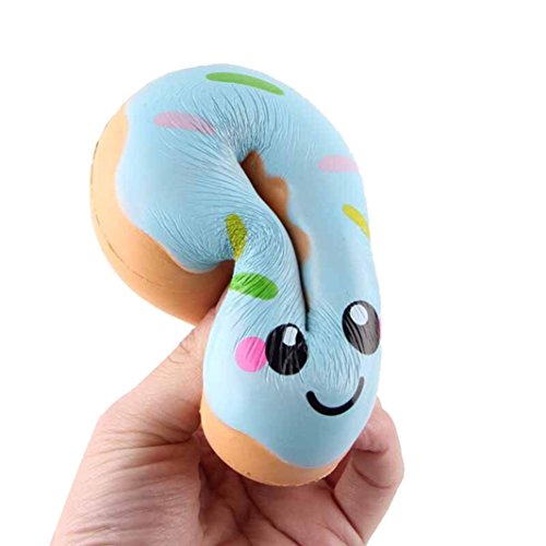 Sonnena Juguetes compresivos, Squishies Kawaii Juguetes Linda Donut Sonriente de Silicona Animales Squishies Squeeze Toys (A, Azul)