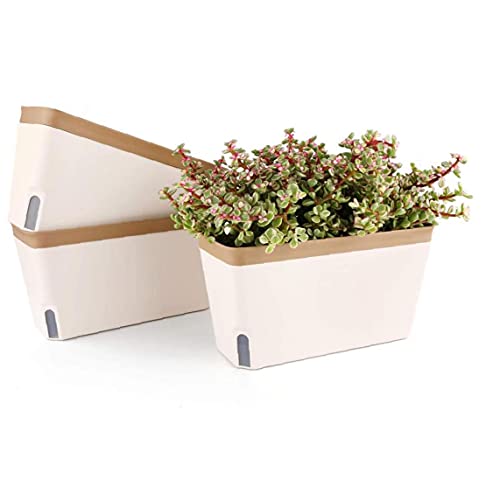 SouiWuzi Auto-riego plantador plástico de riego automático de Planter Tiesto para Suculentas Flores de la Hierba de café, Flor de la Planta Contenedores