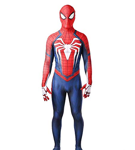 Spider-Man Cosplay Juego De rol PS4 Bodysuit Vestidos De Halloween para Adultos Rendimiento Niño Fancy Dress Up Mono De Licra Bodies,Adult XXXL(180~185cm)-Wide Brimmed Glasses