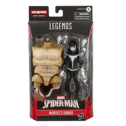 Spiderman Marvel Legends Series Marvel'S Shriek acción Coleccionable de 15 cm y 4 Accesorios y 2 Piezas de construcción de una Figura, Multicolor (Hasbro F3025)