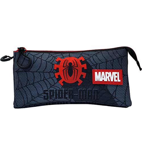 Spiderman Sign-Estuche Portatodo Triple HS, Negro