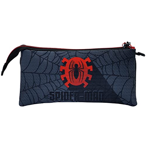 Spiderman Sign-Estuche Portatodo Triple HS, Negro