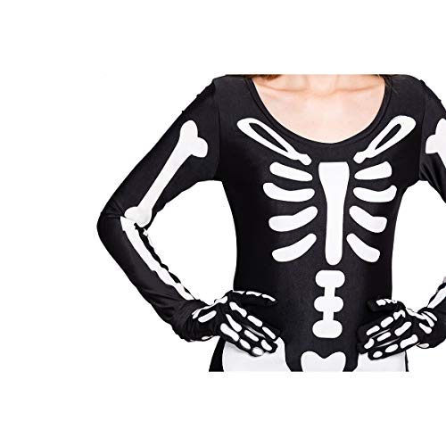 Spooktacular Creations Skeleton Bodysuit Halloween with Glow Patterns and Skeleton Gloves for Women (Large ( 10- 12 yrs))